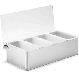 TABLECRAFT - 1604 - Dispensador de condimentos con tapa y 4 compartimentos de 0,5 L - 29,8 x 14 x 8,9 cm