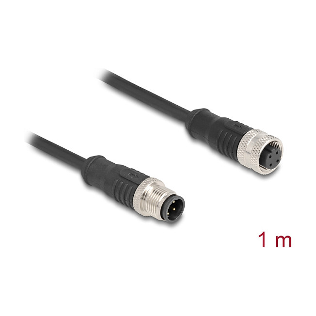 DeLOCK Cable M12 Codificado D 4 Pin Macho a Hembra Negro 1 m DeLOCK Cable M12 Codificado D 4 Pin Macho a Hembra Negro 1 m