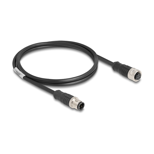 DeLOCK Cable M12 Codificado D 4 Pin Macho a Hembra Negro 1 m DeLOCK Cable M12 Codificado D 4 Pin Macho a Hembra Negro 1 m