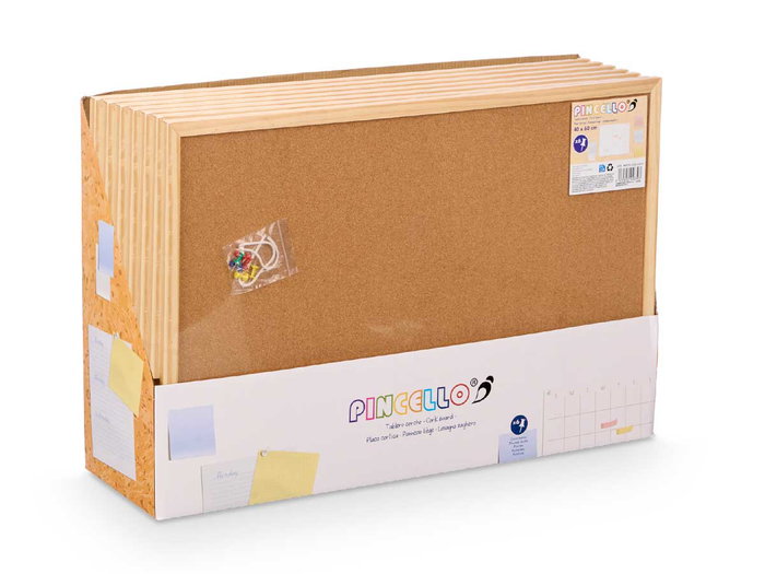 Pincello Tablero Corcho 40 x 60 cm con Marco de Madera (Set de 12)