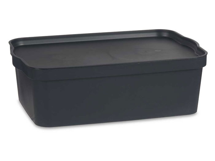 Kipit Caja Plástico con Tapa 14L Antracita 29.5 x 14.3 x 45 cm (Set de 12)