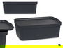 Kipit Caja Plástico con Tapa 14L Antracita 29.5 x 14.3 x 45 cm (Set de 12)