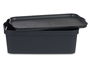 Kipit Caja Plástico con Tapa 14L Antracita 29.5 x 14.3 x 45 cm (Set de 12)