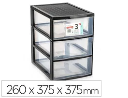 Plasticforte Cajonera Ebro 3 cajones Color Negro 260x375x375 mm