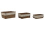 DKD Home Decor Set de 3 Cestas de Fibra Decape Natural y Blanco