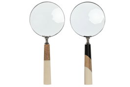DKD Home Decor Lupa de Mano Cristal y Bambú Surtido de 2 Unidades
