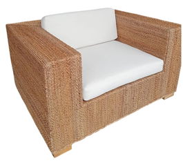 DKD Home Decor Banana 1c25 Sillón Natural Blanco Fibra Teca 92 x 65 x 117 cm