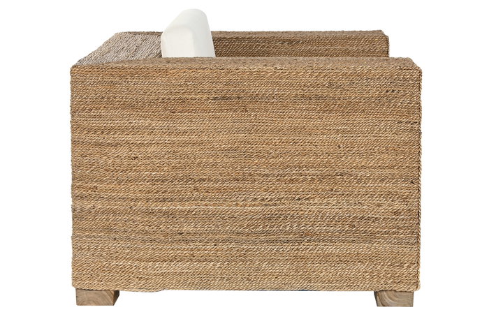DKD Home Decor Banana 1c25 Sillón Natural Blanco Fibra Teca 92 x 65 x 117 cm