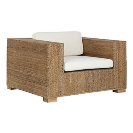 DKD Home Decor Banana 1c25 Sillón Natural Blanco Fibra Teca 92 x 65 x 117 cm