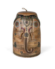 GINER Y COLOMER Figura Elefante de Madera de Mango Pintada a Mano 56 cm