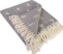 DKD Home Decor Plaid de Algodón Estrel 150x250 cm Azul y Beige