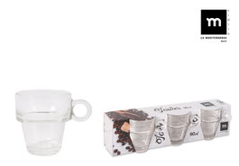 La Mediterranea Set de 3 Tazas de Café Tower de 90ml (24 Cajas) SKU: B123PARDN7