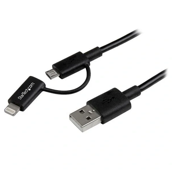 StarTech.com Cable Apple Lightning o Micro USB a USB - 1 m - Negro StarTech.com Cable Apple Lightning o Micro USB a USB - 1 m - Negro