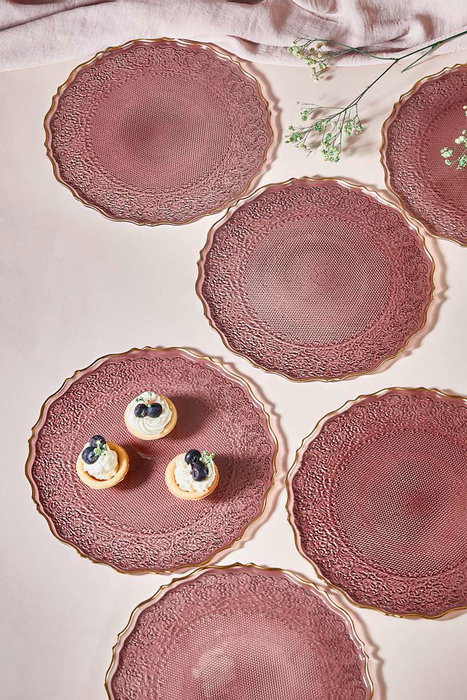Hermia Juego de Platos para Postre Damson Vidrio 21 cm (6 piezas)