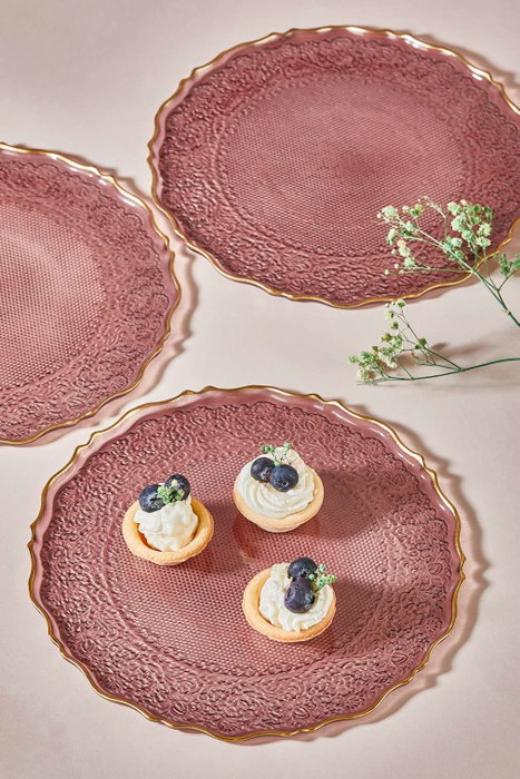 Hermia Juego de Platos para Postre Damson Vidrio 21 cm (6 piezas)