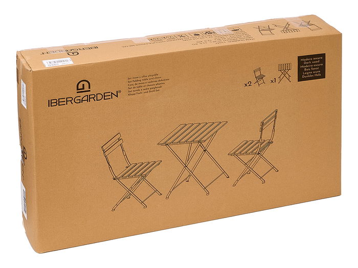 Ibergarden Set 3 Pcs Mesa 2 Sillas Madera Oscura Patas Metal 96x19x53cm Ibergarden Set 3 Pcs Mesa 2 Sillas Madera Oscura Patas Metal 96x19x53cm