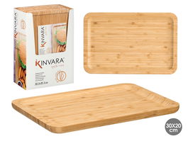 Kinvara Bandeja Rectangular Bambú 30 cm x 20 cm x 1.7 cm (Set de 12)