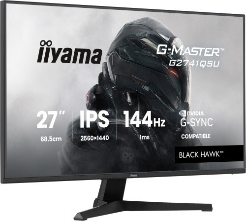 Iiyama G2741QSU-B1 - Monitor Gaming 27" WQHD (2560x1440), Panel IPS, 75 Hz, 1 ms, FreeSync, Modos Juego, Hub USB, Altavoces