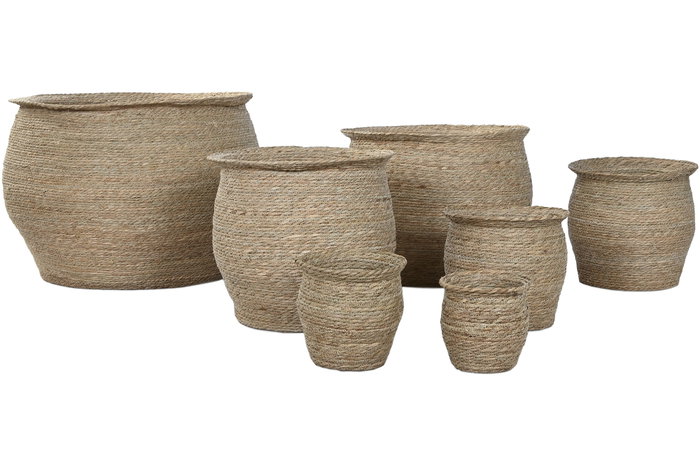 DKD Home Decor Macetero Urban Marron Fibra Trenzada 70x70x58 cm Set de 7