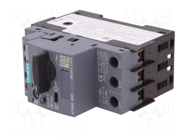 SIEMENS 3RV2011-1JA15 Interruptor motorizado 4kW NO+NC 220-690VAC