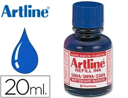 Artline 500A Tinta Recambio Azul para Rotulador Pizarra Blanca Bote 20 ml