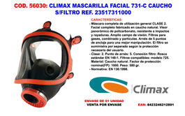 CLIMAX Mascarilla Facial 731-C de Caucho sin Filtro