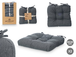 Giftdecor Set 2 Cojines Silla Gris Oscuro 40x40 cm (Set de 6)