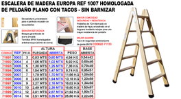 Escalera de madera 1007 con plataforma de 1,94 m y tacos