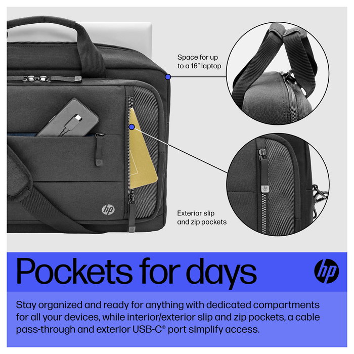 HP Renew Executive Bolsa para Portátil de 16.1 Pulgadas, Negro
