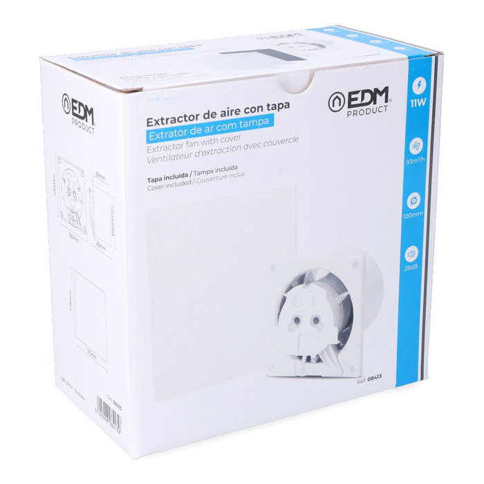 Edm Extractor de aire blanco 11W Ø10cm personalizable con ref. 08414/ 08415/ 08416/ 08417