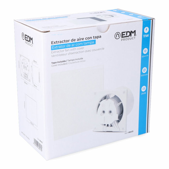 Edm Extractor de aire con tapa blanca de 11W y ø10cm