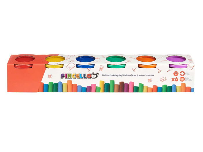Pincello Set 6 Plastilinas 100 Gramos Cada Una 43x7x7 cm (Set de 12)