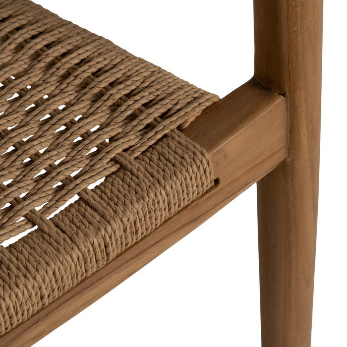 Ixia Silla Apilable de Teka en Madera Natural con Asiento de Malla Ixia Silla Apilable de Teka en Madera Natural con Asiento de Malla