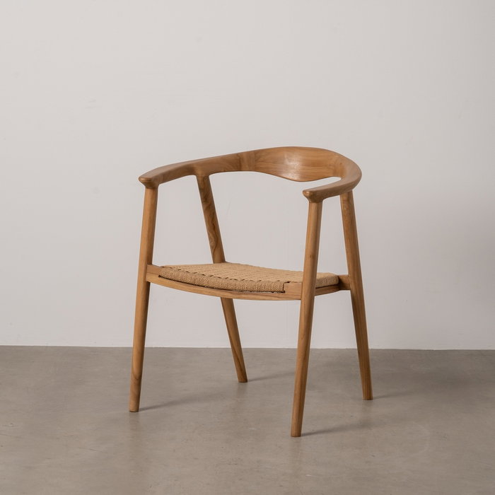 Ixia Silla Apilable de Teka en Madera Natural con Asiento de Malla Ixia Silla Apilable de Teka en Madera Natural con Asiento de Malla