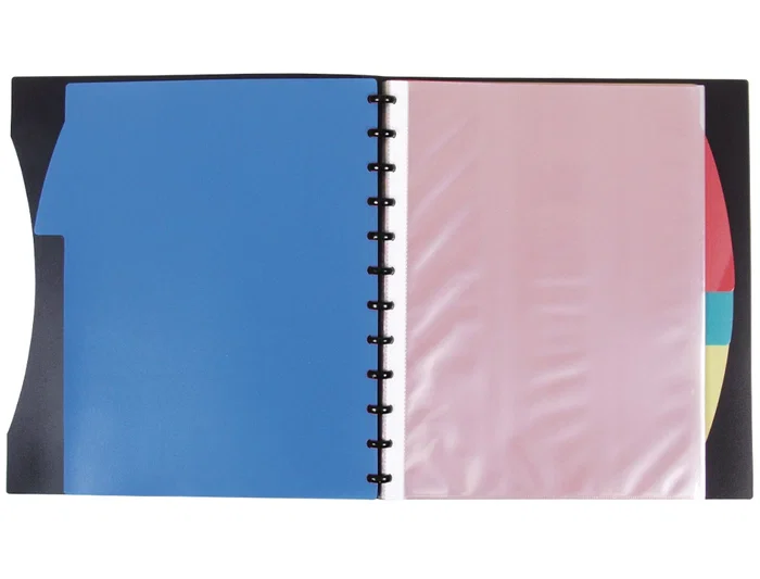 Liderpapel Carpeta A4 con 40 Fundas Intercambiables, 5 Separadores, Sobre, Goma y Portada Personalizable Negra