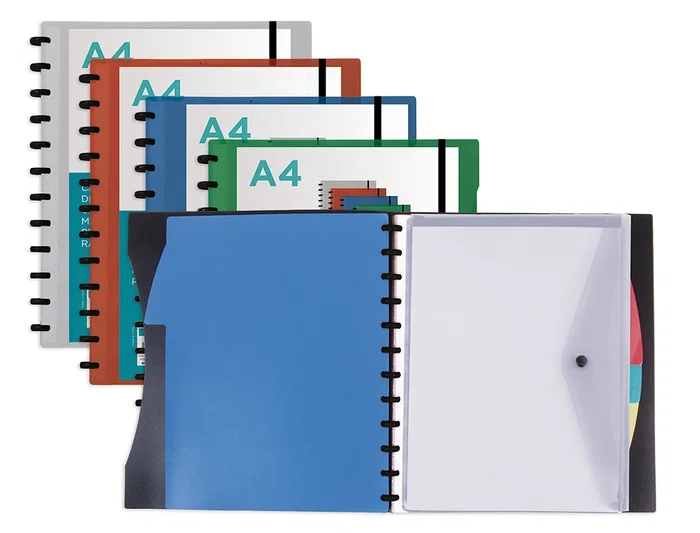 Liderpapel Carpeta A4 con 40 Fundas Intercambiables, 5 Separadores, Sobre, Goma y Portada Personalizable Negra