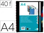 Liderpapel Carpeta A4 con 40 Fundas Intercambiables, 5 Separadores, Sobre, Goma y Portada Personalizable Negra