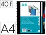 Liderpapel Carpeta A4 con 40 Fundas Intercambiables, 5 Separadores, Sobre, Goma y Portada Personalizable Negra
