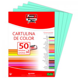 FIXO Paquete de 50 cartulinas A4 180g azul turquesa