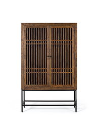Armario de 2 Puertas GINER Y COLOMER en Madera de Acacia con Patas de Metal, 160 x 100 x 45 cm