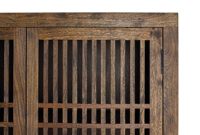 Armario de 2 Puertas GINER Y COLOMER en Madera de Acacia con Patas de Metal, 160 x 100 x 45 cm