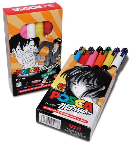 POSCA Marcador de Pintura No Permanente Punta 0,7 mm Estuche de 12 POSCA Marcador de Pintura No Permanente Punta 0,7 mm Estuche de 12