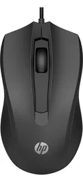 HP Ratón con cable 100, Óptico, USB tipo A, Negro