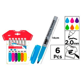 MP Marcadores de colores textil, 6 uds, blíster