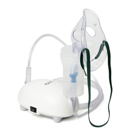 Laica Nebulizador de Pistones NE3004, Terapia con Aerosoles, Silencioso, Compacto, 12V, Incluye Mascarilla Adulto y Pediátrica