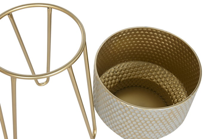 DKD Home Decor Macetero Glam Dorado Blanco Metal 36 x 81.5 x 36 cm Set de 2