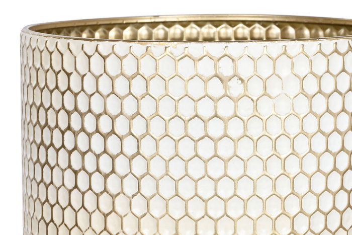 DKD Home Decor Macetero Glam Dorado Blanco Metal 36 x 81.5 x 36 cm Set de 2