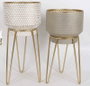 DKD Home Decor Macetero Glam Dorado Blanco Metal 36 x 81.5 x 36 cm Set de 2