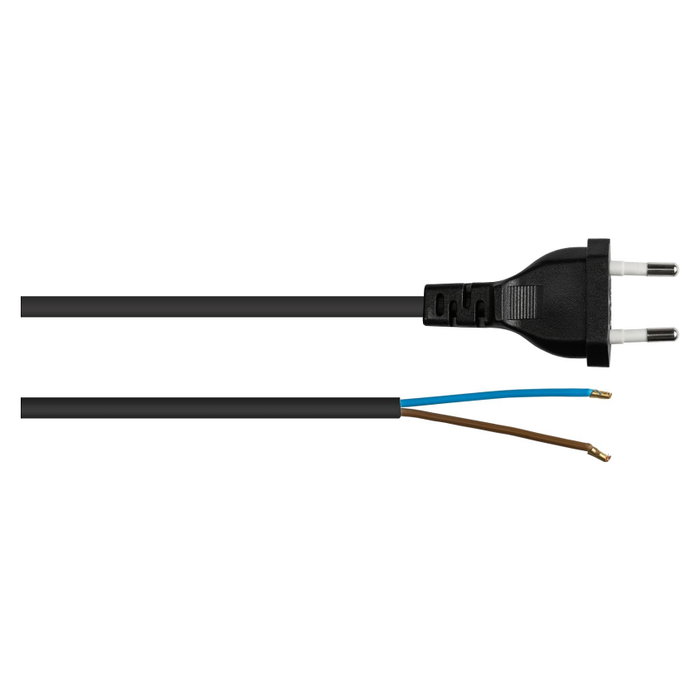 Kabelmeister Euro-Netzkabel con extremo abierto, 3 m, negro