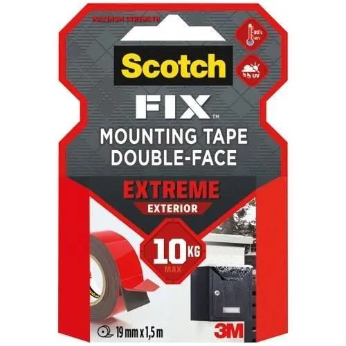Scotch Cinta de Montaje Extreme Doble Cara para Exteriores 19 mm x 1,5 m